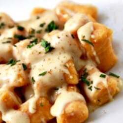 Sweet Potato Gnocchi with Fried Sage and a Chestnut Cream. Oh yeah! 