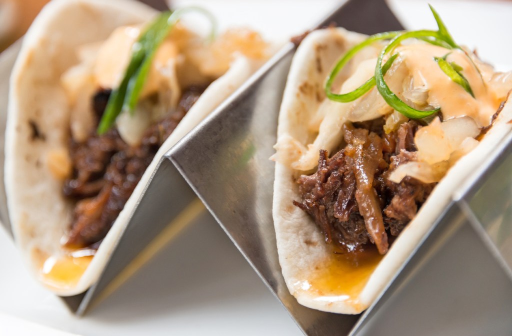 Japanese Grilled Tacos with Momiki Black Garlic and Spicy Yuzu Scallion&nbsp;Salsa