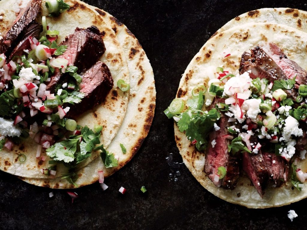 Grilled Steak Tacos with Serrano-Blueberry Salsa
